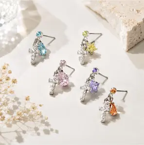 Color Cross Drop Earrings for Women Cute Dangle Studs with Rhinestone Details Lightweight Comfortable Fashion Jewelry for Daily Wear and Special Occasions