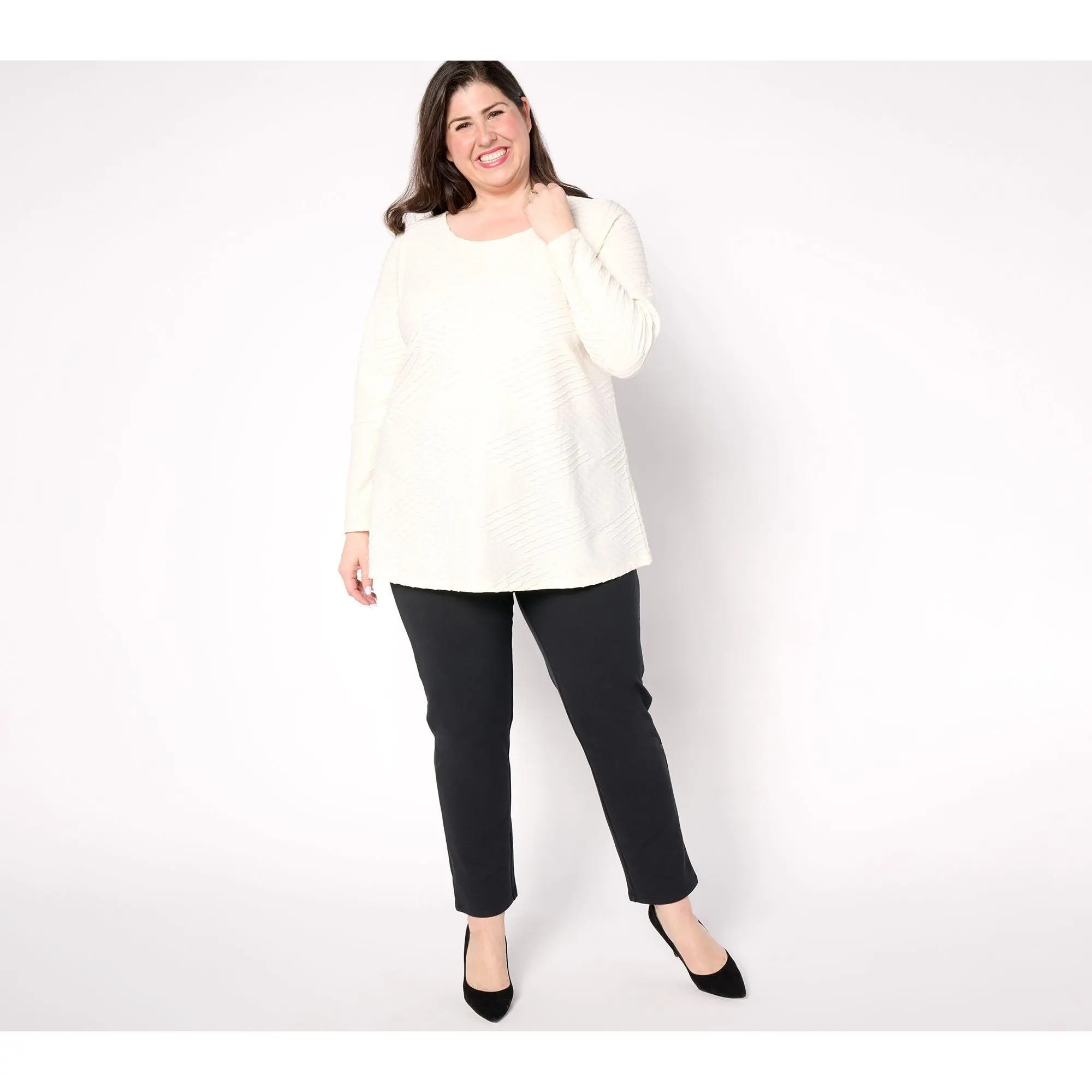 Women with Control Petite Textured Knit Top & Bottom Set