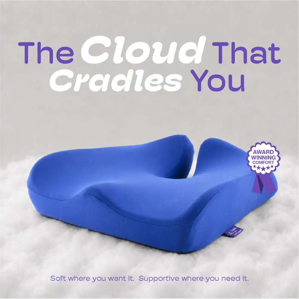 Cushion Lab | Cloud Cradle Seat Cushion — Sit Softly, Anywhere You Sit — Memory Foam Cushion for Office Chair, Car & Home