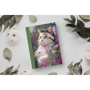 Feline Floral - Whimsical Art Cat Journal - Hardcover Notebook, Cat Lover Gift, Ruled Line Notebook, Cat Lady Stationery, Unique Cat