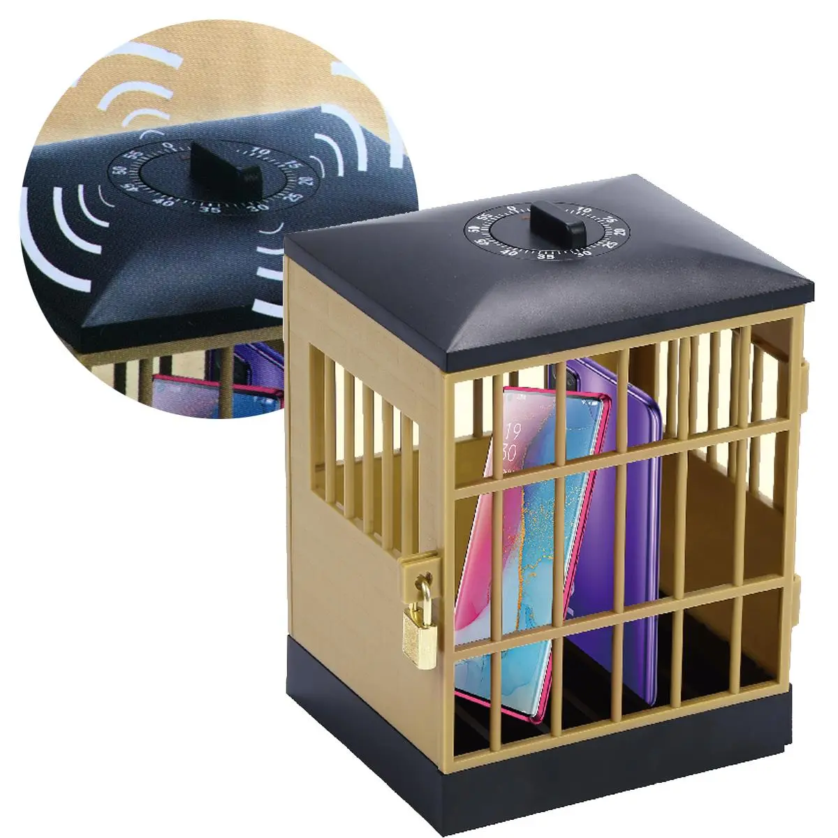 212 MAIN Tamper-Proof Cage-Style Smartphone Lock - 16x13x19 cm Timer-Equipped Motorcycle Anti-Theft Cage, Key-Operated with Included Key, Controls Child's Phone Use, Gift for Friend