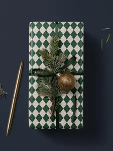 Vintage Gift Wrap Plaid Wrapping Paper Green Gift Wrap Roll Wrapping Paper Pattern Holiday Gift Wrap Christmas Day Decor Gift Wrapping Paper