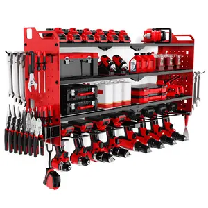 Power Tool Organizer Wall Mount,Cordless Drill Organizer,4 Layers Large Capacity Tool Rack with 8 Drill Holders Heavy Duty