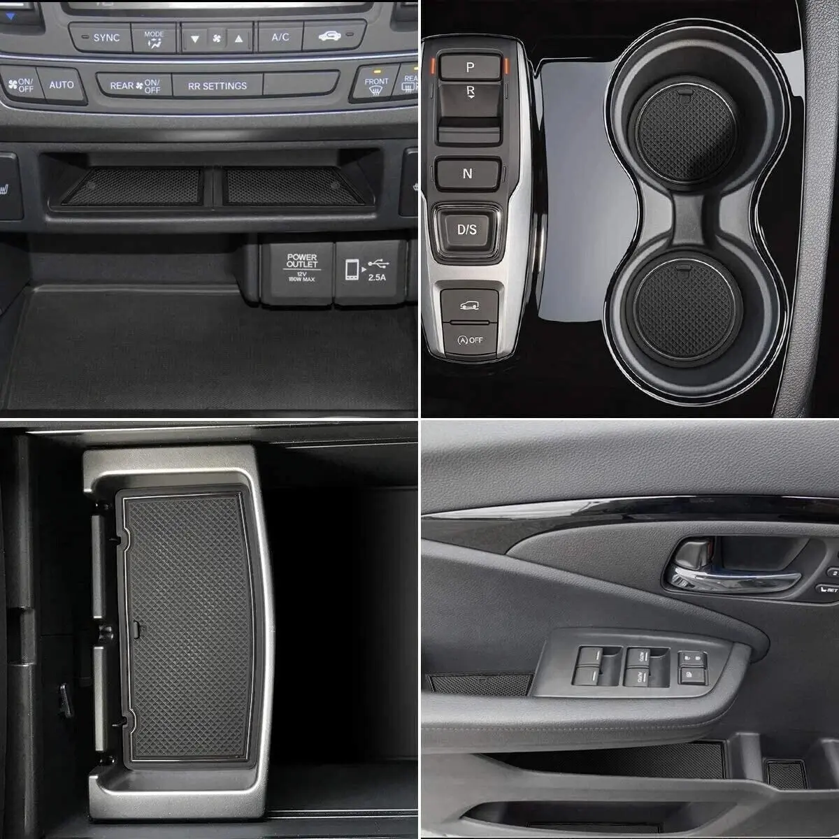 31 Pieces Rubber Car Cup Holder Insert & Door Pad Liner Mats Full Set, Interior Accessories for Honda Pilot 2016-2022