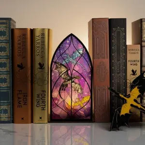 4th Wing Inspired Book Nook - Dragon Library Sign |  Bookshelf Sign | Fantasy Book Lover & Reader Gift (No Candle Included), Library Decor, Bookshelf Decoration, Book lover gift, Bookish, Gifts for readers