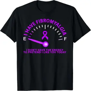 Unisex Fibromyalgia No Energy Casual Short-Sleeve T-Shirt - 220g 100% Cotton Soft Solid Fabric, Durable Feel, Vintage Vibe, Outdoor Activities, Independence Day
