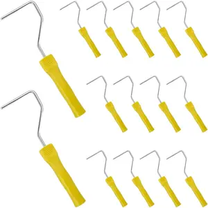 4 Inch Paint Roller Frame with Plastic Threaded Grip Handle, Fits 4" Mini Roller, Compatible with Extension Pole, Yellow, Pack of 15