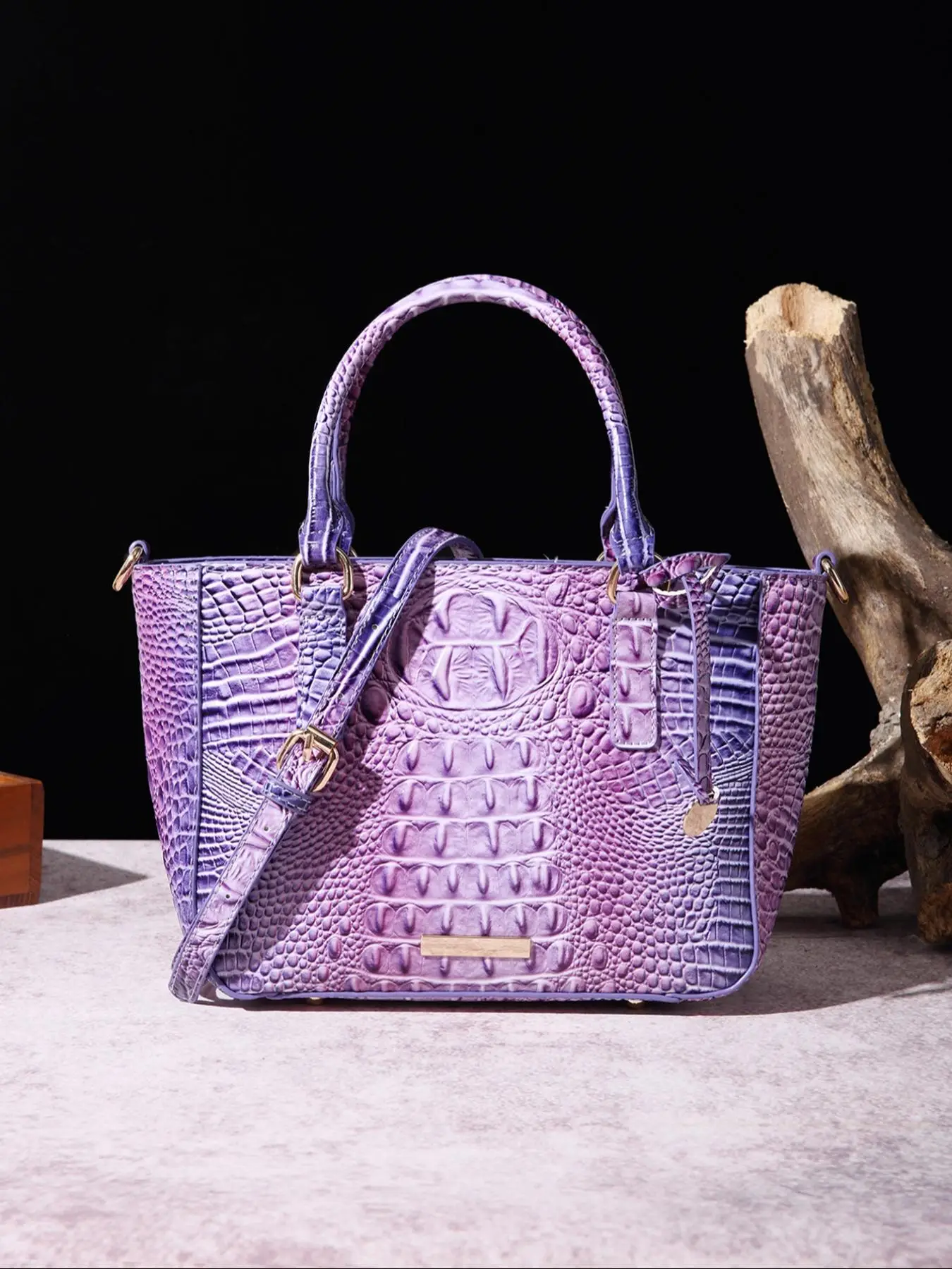 Fashionable Colorblock Crocodile Embossed Tote Bag As Gift, Vintage Shoulder Bag For Women, Large Capacity Zipper Handbag