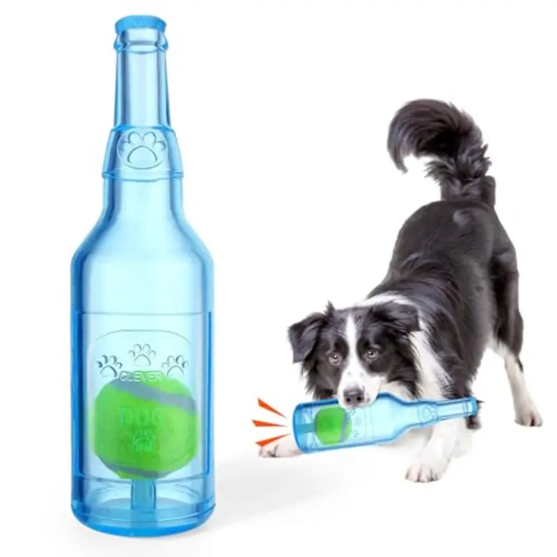 Tennis & Wine Bottle Shaped Dog Chew Toy, Interactive Tough Chewer, Squeaky & Teeth-Cleaning Pet Toy, Ideal for All Dog Breeds, Durable Interactive Play Fetch Toy