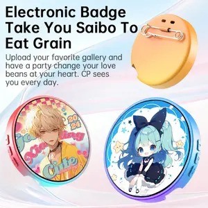 Bluetooth Anime Electronic Badge, 1.85-inch Dynamic Smart Display Screen, Gradient Effect Anime Peripheral