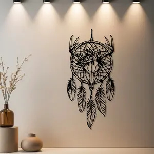 HousewarmingGift|1pc Dreamcatcher Metal Wall Art Decor, Decoration, Dreamcatcher Statue Mural with Finish - Ideal Gift for Valentine's Day & New Home Gift & Christmas & Wedding & Holiday Season - Metal Wall Sculptures for Bedro