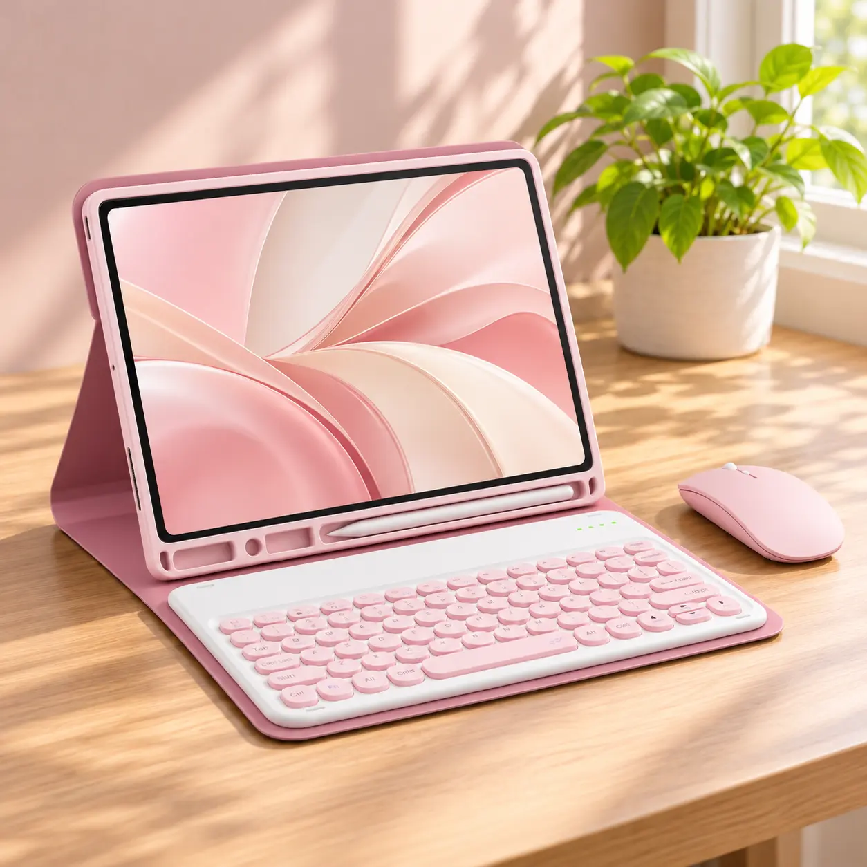 Wireless Keyboard Case with Moues for iPad A16 11th 10th, Tablet Keyboard Protective Cover with Pen Holder, Built-in Pencil Slot & Sturdy PU Material,
