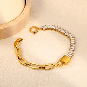 Infinity Lock Bracelet, Women's Light Luxury Jewelry in Gold-Plated Stainless Steel with Rectangular Zircon, Layered Loop Chain Designer Gift, Jewelry For Women