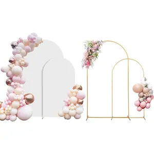 Arch Backdrop Stand Set of 2 With Cover (7.2FT+6FT)  Metal Wedding Arch Balloon Stand With Cover for Birthday Party  Shower Graduation Ceremony Decoration