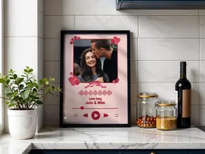 Personalized Couple Photo Print, Custom Love Song Frame with Names & Date, Romantic Wedding Anniversary or Valentine’s Day Gift for Couples