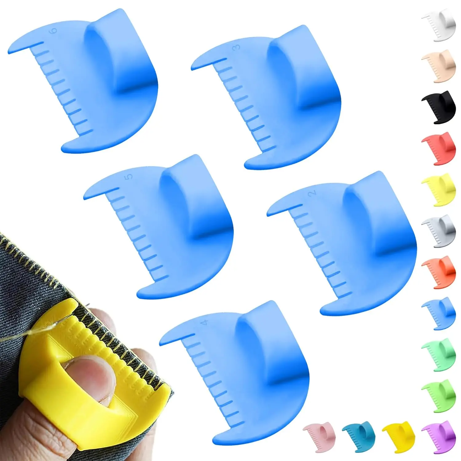 5 PCS Multi-Size Blue Seam Guide Set (2mm-6mm), Hand Sewing Edge Lockranding Tool for Leather, Fabric Crafting Projects, Blue 2 6Mm 5Pcs