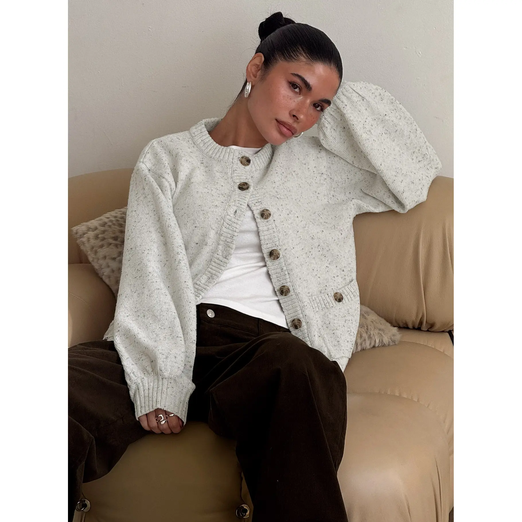 Dorah Boxy Cardigan Grey