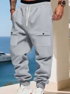 Men's Fall Winter Heavyweight Warm Casual Jogger Pants, Loose Fit Outdoor Sports Workwear, Large Size Comfortable Sweatpants, Streetwear Joggers