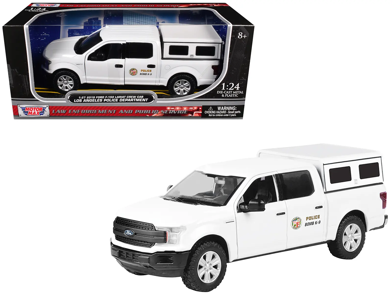 2019 Ford F-150 Lariat Crew Cab Pickup Truck "LAPD Bomb Squad" White 1/27 Diecast Model Car by Motormax