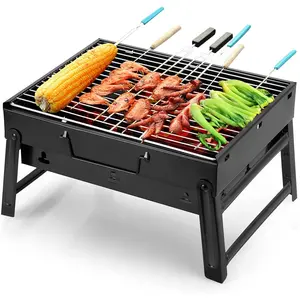 Barbecue Grill Portable BBQ Charcoal Grill Smoker Grill for Outdoor Cooking Camping Hiking Picnics Backpacking