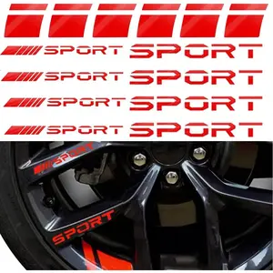 14pcs Car Decal Stickers,Wheel Rim Decal Sticker,Sport Logo Reflective Stickers,Sport Emblem Car Rear Bumper Sticker,Rear Mirror Decals for All Vehicles(Red,14PCS)