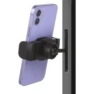 Magnetic Phone Holder for Gym Equipment, 360-Degree Adjustable Mount, Black Alloy Construction Universal for Smartphones