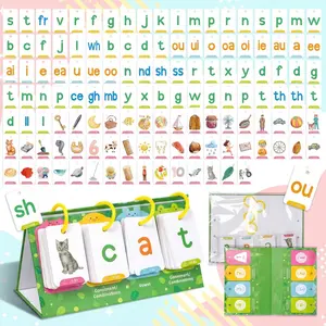 Phonics Master Flip Chart & Learning Cards Set - Interactive Spelling Game, Word Building Play Toys, Educational Spelling Toy, Literacy Learning Cards