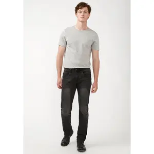 Six Men's Straight Jeans, Crinkled and Sanded - BM22614