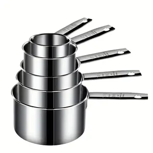 1 set of 5 stainless steel measuring cups and spoons set, measuring cups and spoons for dry food or liquids, kitchen gadgets for kitchen cooking and baking, kitchen supplies, Baking tools， Christmas Mother Father's Day Gift