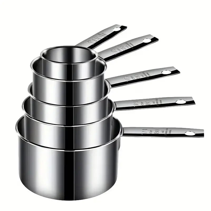 1 set of 5 stainless steel measuring cups and spoons set, measuring cups and spoons for dry food or liquids, kitchen gadgets for kitchen cooking and baking, kitchen supplies, Baking tools， Christmas Mother Father's Day Gift
