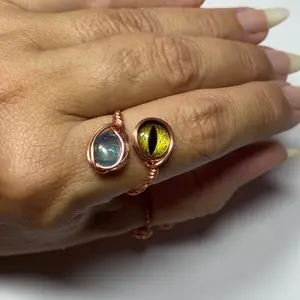Adjustable Dragon Eye Ring - Fits Any Finger, Choose Your Crystal