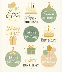 Creations with Caitlyn Custom Stickers - Happy Birthday Design for Personalization - Perfect for Birthdays & Special Occasions - Mini Masterpieces for Your Style Story