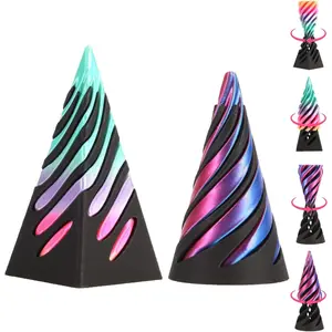 Pyramid Spiral Cone Toy - Reversible Passthrough Sculpture for Calmness & Relaxation - Impossible 3D Printed Optical Illusion Gadget, Fidget Desk Toy for Kids & Adults