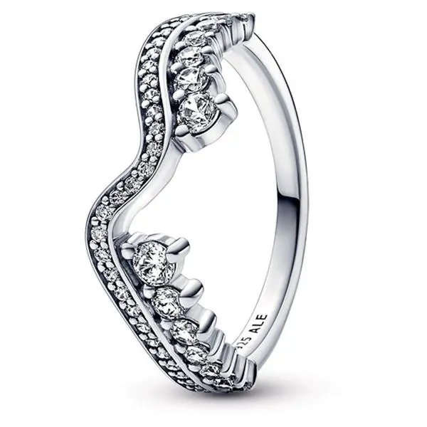 Pandora Sparkling Asymmetric Wave Ring 192543C01-54