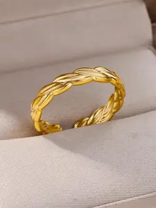 Unisex Plain Twist Decor Stainless Steel Cuff Ring Stackable Rings