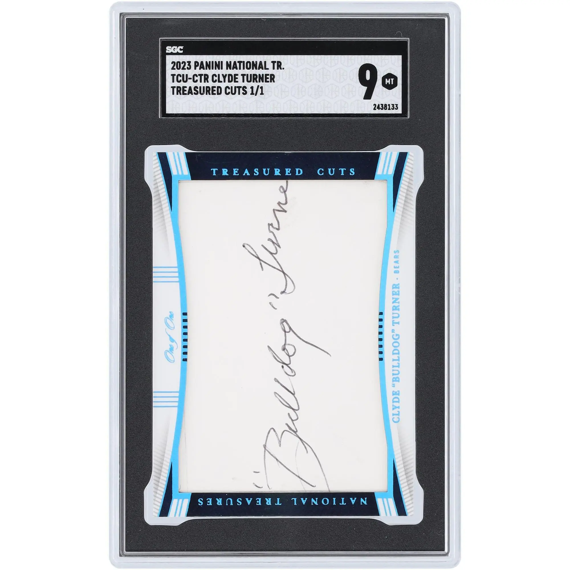 Clyde Turner Chicago Bears Autographed 2023 Panini National Treasures Treasured Cuts #TCU-CTR #1/1 SGC Authenticated 9 Card - Fanatics Authentic Certified