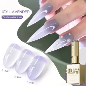 1PC 15ML New Ice Through Nail Art Ice Through Purple Gel Nail Polish Glue Moist Gloss Ice Through Jelly Glue, Versatile Simple and Fashionable LED Nail Art Strong and Durable Suitable for nail DIY design