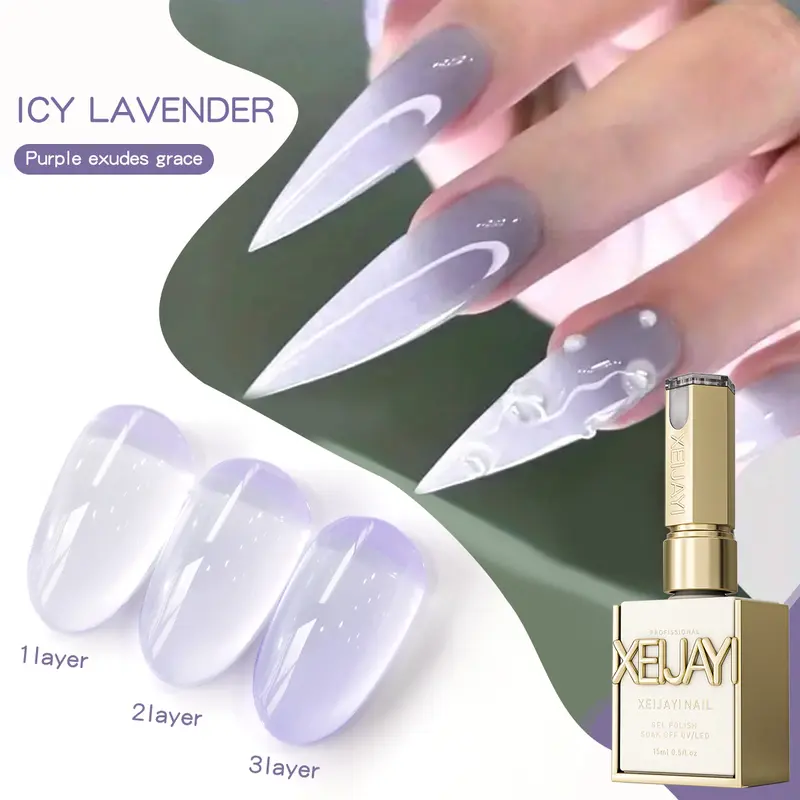 Women's XEIJAYI 1PC 15ML TPO-HEMA-Free Phthalate-Free Aesthetic Decorated Artificial Gel Nail Polish Bottle, Jelly Formula, Moist Gloss Finish, 36-Month Shelf Life, DIY Nail Supplies for Home Use
