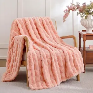 BedLoom Father Son Blanket - Super Soft Cozy Faux Rabbit Fur, 300GSM Bubble Fleece Blanket for Bed, Sofa & Home Decor,Ideal Gift for Women, Men, Mom