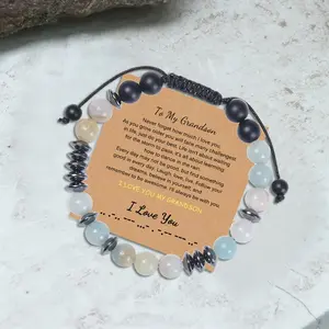 To My Grandson I Love You Morse Code Bracelet Fashion Jewelry Accessories for Men Daily Wear
