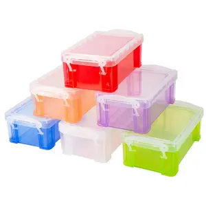 6PCS Multi-purpose Storage Box, Colorful Mini Plastic Storage Box with Lid, Small Plastic Boxes Used for Beads, Jewelry, Nails, Clips, Craft Supplies,Stackable Boxes, Compact Design summervibes
