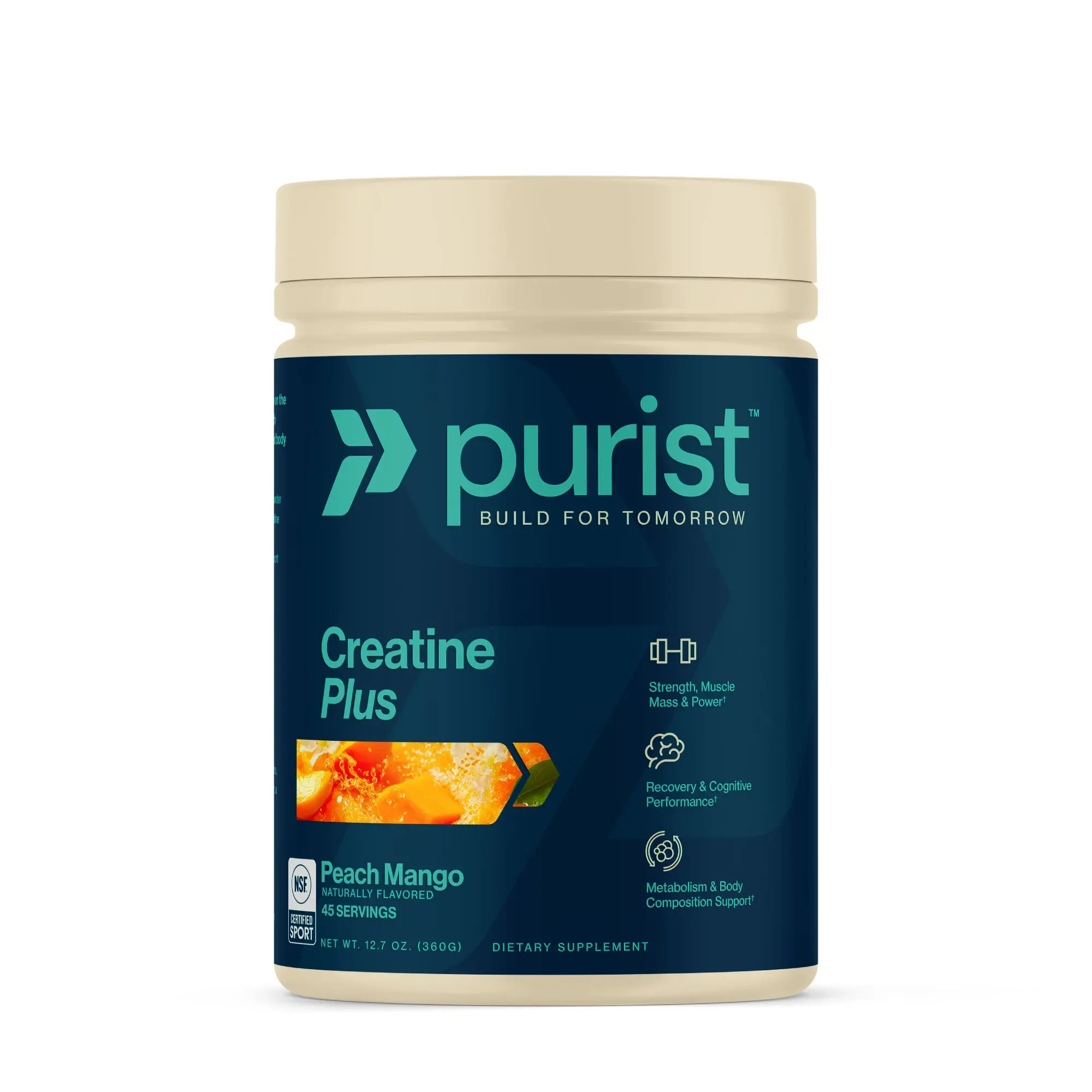 Purist Creatine Plus Powder with Creapure Creatine Monohydrate, 5g per Serving, NSF Certified for Sport, for Men & Women