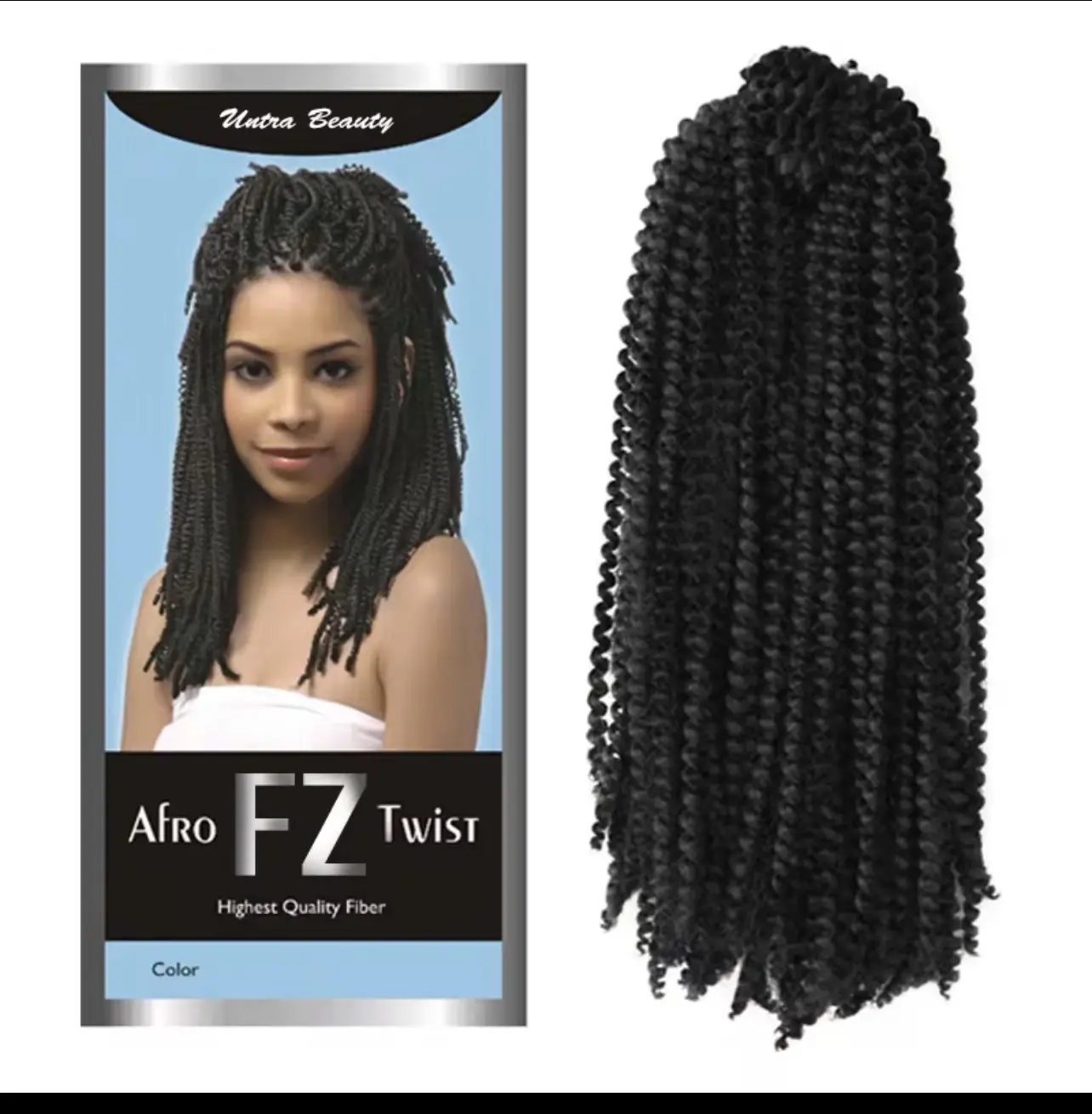 Synthetic Braided Lace Afro Kinky EZ Twist Hair Extensions for Adults, Lightweight Long Synthetic Fiber, Heat-Resistant Protective Hairstyle, Color 1B