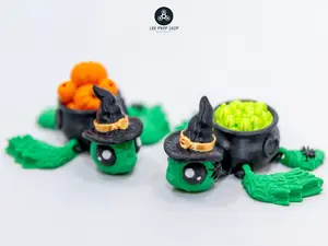 2 Pack Articulated Halloween Turtles Pair - Witch Turtles - 2 Pack! - Caludron Turtles - Turtle Statue - Turtle Figurine