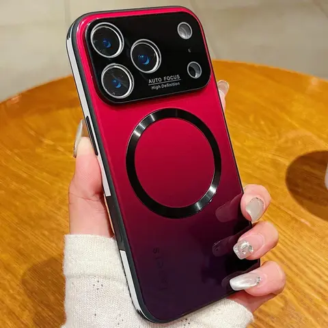 OREKROY Luxury Magnetic Gradient Glass Phone Case for iPhone 17 Pro Max/17 Air,16,15,14,13,12 - MagSafe Compatible, Silicone-Tempered TPU, Full Coverage Protection, Slim Shockproof Hard Back, Full Camera Lens Guard, Wireless Charging Support