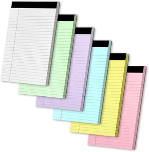Legal Pads 5" X 8", 6 Pack Colored Note Pads, College Ruled Yellow Lined Paper Pads, Letter & Legal Ruled Pads, 30 Sheets per Small Writing Pads 5x8 for School, Home, Office, Business