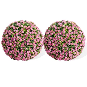Garvee Set of 2 Artificial Topiary Balls in Multiple Sizes and Colors with UV-Resistant, Weatherproof Features for Indoor and Outdoor Decoration, Weddings, Gardens, Patios, and Balconies