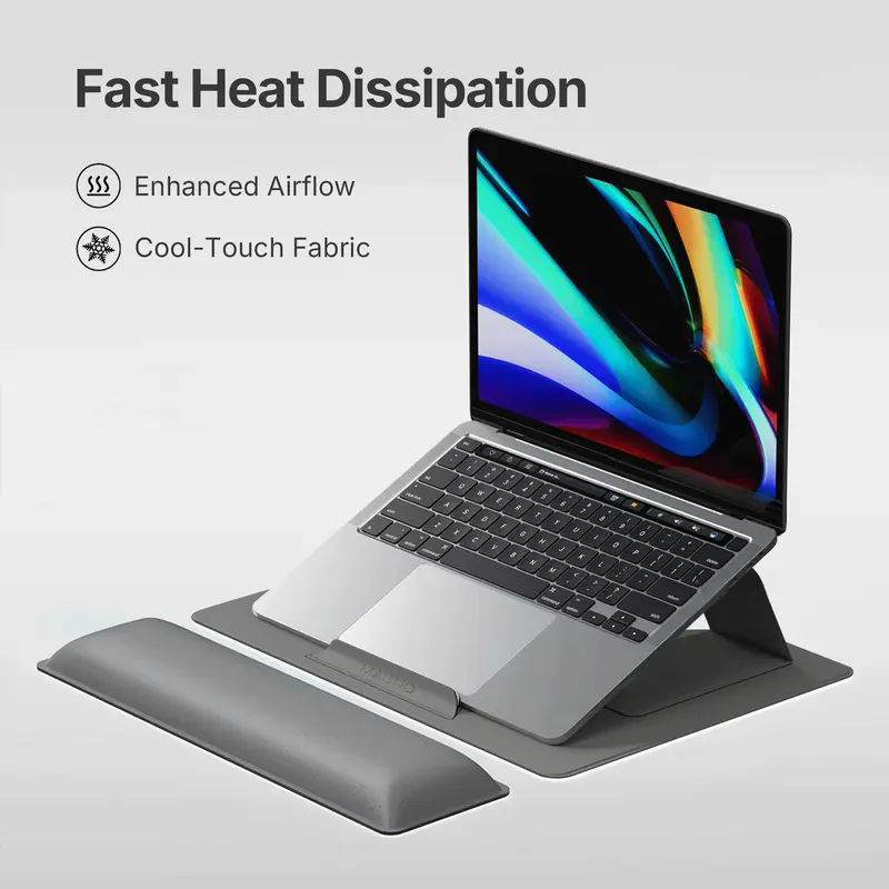 HUANUO Magnetic Adjustable Laptop Stand, Portable and Sleek for 17-Inch Screen, Sturdy Leather-Touch Frame, 5 Angles, 4 Macaron Colors, for Desk Setup#TikTokShopBlackFriday 2