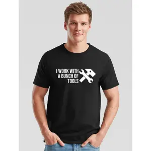 Made in USA & 100% Cotton 'I Work With Tools' Tee🇺🇸| Funny Engineer & Mechanic Gift| Premium Blue Collar Work Shirt for Men