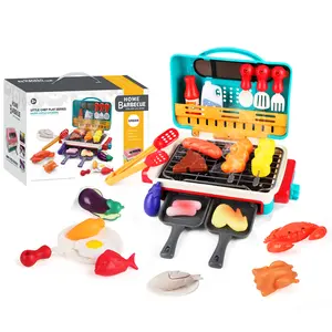 Kids Simulated Barbecue Set with Spray Light and Sound Pretend Play Kitchen Cooking Toy BBQ Educational Toys for Kids Xmas Gifts